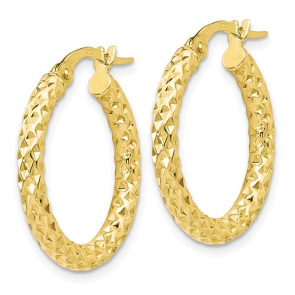 10K Diamond-Cut Hoop Earrings - Picture 2 of 3